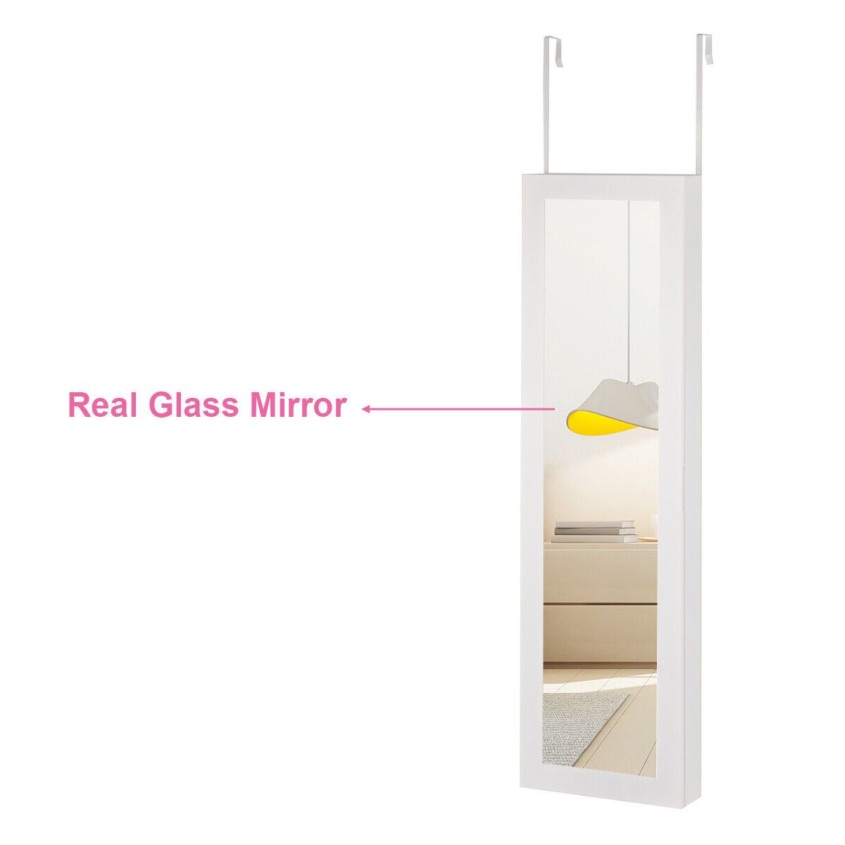 LED Lights Wall Door Mounted Jewelry Cabinet with Full Length Mirror